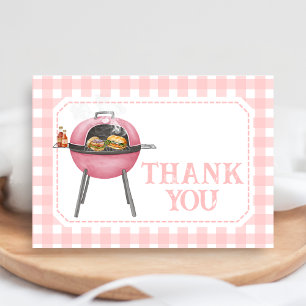 Carte De Remerciements Fête bébé Shower Burger Rose BBQ