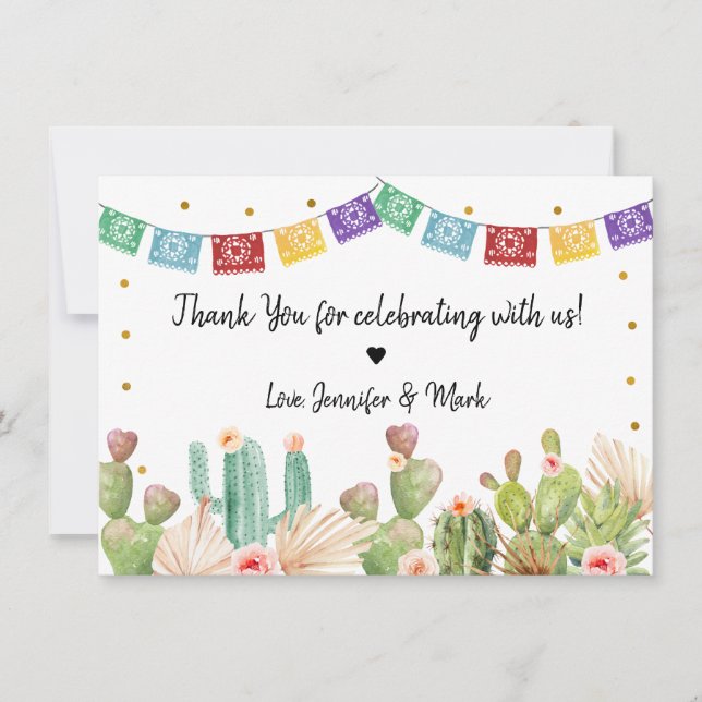 Carte De Remerciements Fête Cactus Bohème Enterrement de Vie de Jeune Fil (Devant)