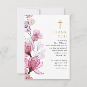 Carte De Remerciements Fête Chrétienne Rose Florale De La Vie Funéraire
