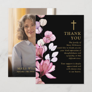 Carte De Remerciements Fête Chrétienne Rose Florale De La Vie Photo
