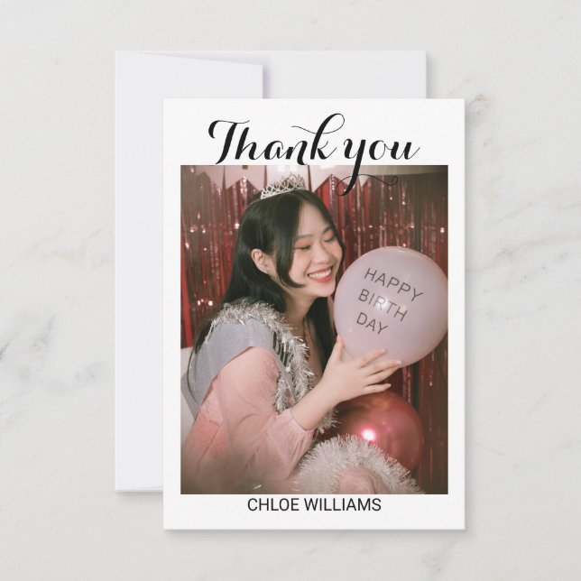 Carte de remerciements fête d'anniversaire (Devant)