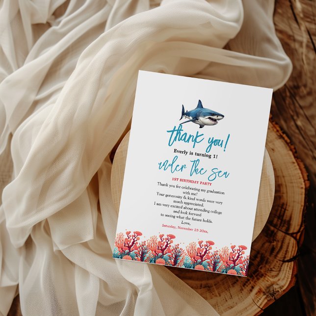 Carte De Remerciements Fête d'anniversaire 1 an Sous l'océan (Créateur téléchargé)