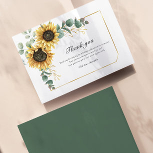 Carte De Remerciements Fête d'anniversaire 60 ans thème tournesol floral