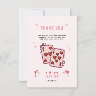 Carte De Remerciements Fête d'anniversaire 6 7 pour filles, rose six sept