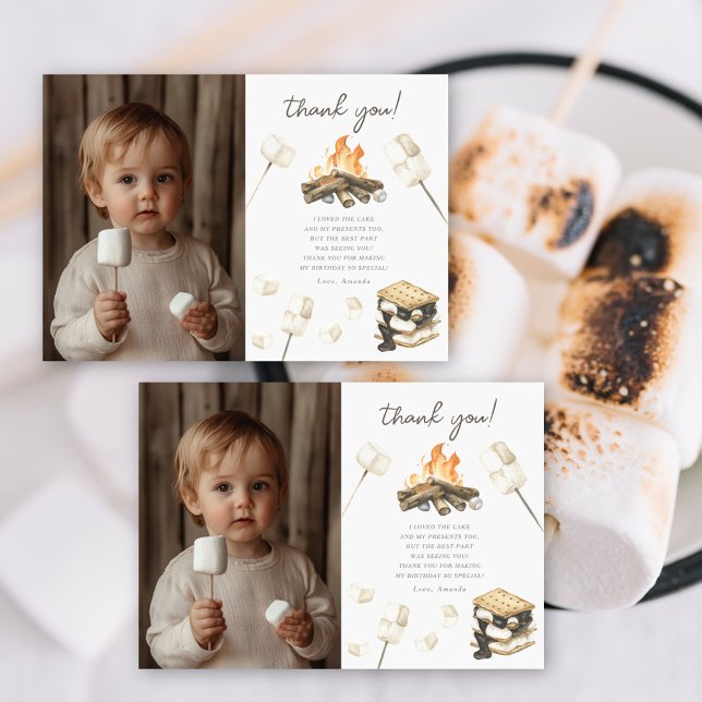 Carte De Remerciements Fête d'anniversaire amusante S'more aquarelle Merc (Créateur téléchargé)