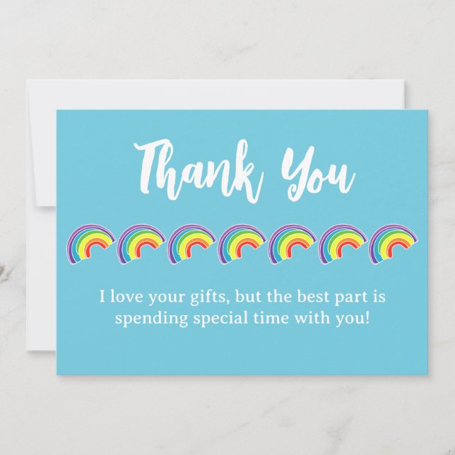 Carte De Remerciements Fête d'anniversaire arc-en-ciel pour enfants (Devant)
