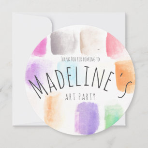 Carte De Remerciements Fête d'anniversaire Art aquarelle Couleurs Abstrai