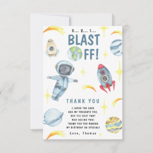 Carte De Remerciements Fête d'anniversaire astronaute dans l'espace
