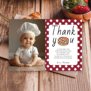 Carte De Remerciements Fête d'anniversaire Bébé Tarte à l'aquarelle