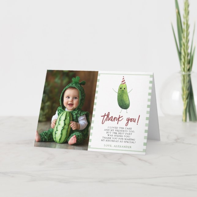 Carte De Remerciements Fête d'anniversaire Big Dill aquarelle pour un an (Devant)