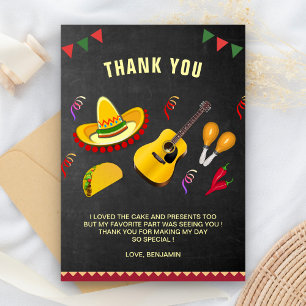 Carte De Remerciements Fête d'anniversaire colorée Fiesta mexicaine