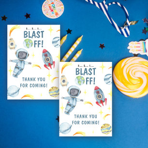 Carte De Remerciements Fête d'anniversaire d'astronaute dans l'espace