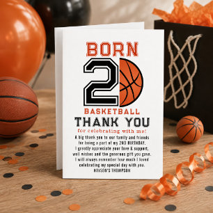 Carte De Remerciements Fête d'anniversaire de 2 ans Basketball Born 2 Bal