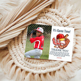 Carte De Remerciements Fête d'anniversaire de baseball bleu marine pour e