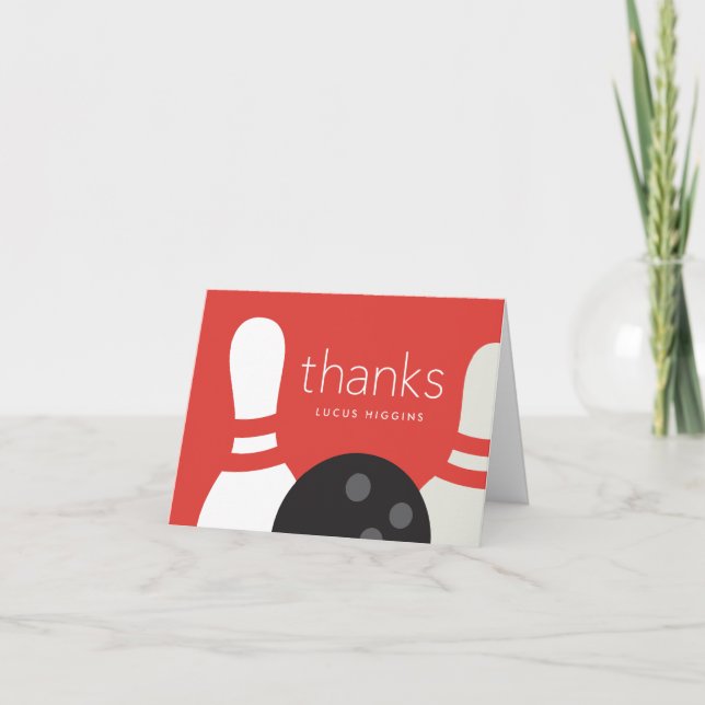 Carte De Remerciements Fête d'anniversaire de Bowling moderne (Devant)