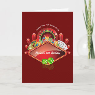 Carte De Remerciements Fête d'anniversaire de casino
