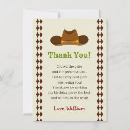 Carte De Remerciements Fête d'anniversaire de Cowboy Rodeo Wild West pour