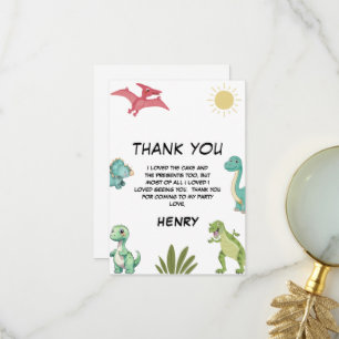 Carte De Remerciements Fête d'anniversaire de dinosaure