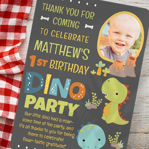Carte De Remerciements Fête d'anniversaire de dinosaure Dino mignon moder
