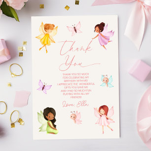 Carte De Remerciements Fête d'anniversaire de fée enchantée