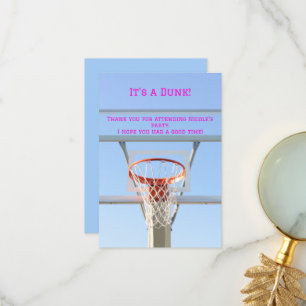 Carte De Remerciements Fête d'anniversaire de filles Cerceau de basketbal