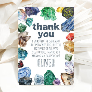 Carte De Remerciements Fête d'anniversaire de géologie Rocks Dig