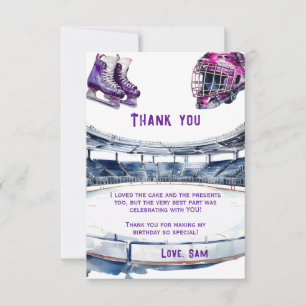 Carte De Remerciements Fête d'anniversaire de hockey sur glace