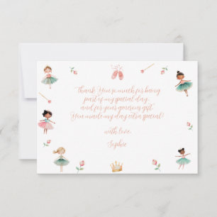 Carte De Remerciements Fête d'anniversaire de la danse et de la fillette