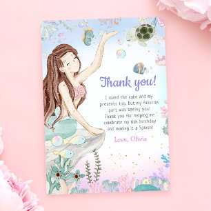 Carte De Remerciements Fête d'anniversaire de la fille Mermaid