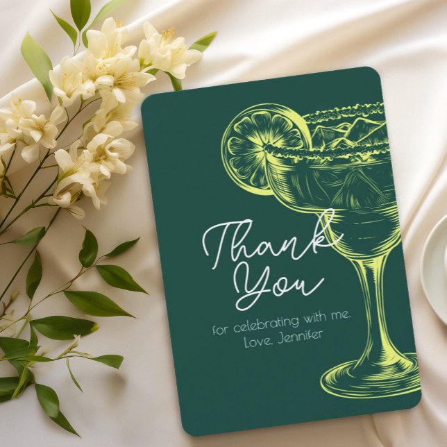 Carte De Remerciements Fête d'anniversaire de la Margarita verte moderne (Créateur téléchargé)