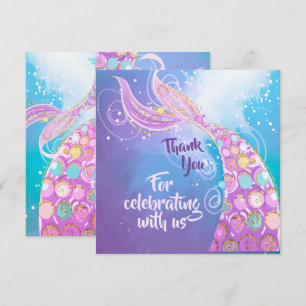 Carte De Remerciements Fête d'anniversaire de la sirène Bash