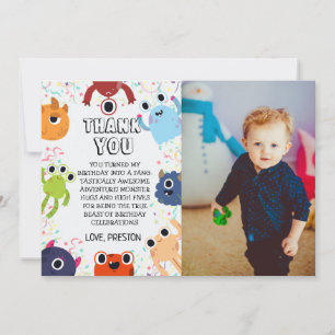 Carte De Remerciements Fête d'anniversaire de Little Monster pour tous le