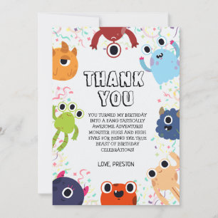 Carte De Remerciements Fête d'anniversaire de Little Monster pour tous le