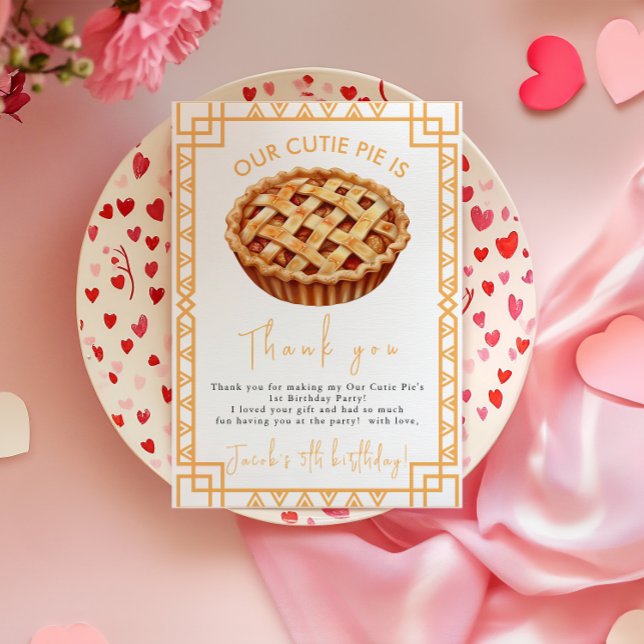 Carte De Remerciements Fête d'anniversaire de notre Cutie Pie 1 an  (Créateur téléchargé)