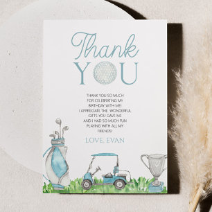 Carte De Remerciements Fête d'anniversaire de Par-Tee Blue Golf
