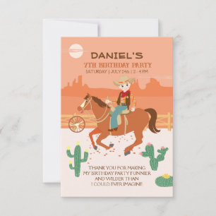 Carte De Remerciements Fête d'anniversaire de petit cowboy et cheval symp