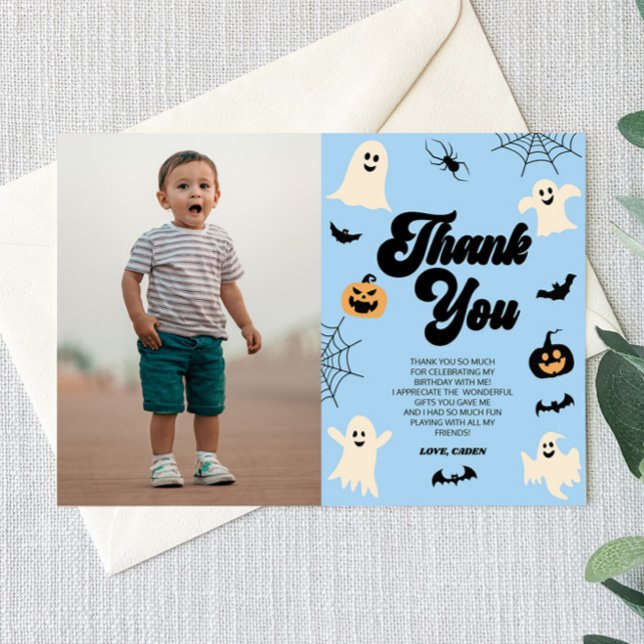 Carte De Remerciements Fête d'anniversaire de photographie Halloween de f (Créateur téléchargé)