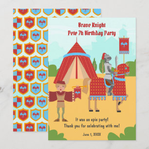 Carte De Remerciements Fête d'anniversaire de tournoi de chevaliers médié