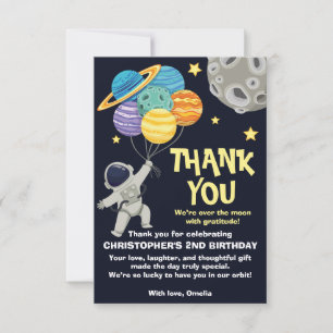 Carte De Remerciements Fête d'anniversaire des deux planètes de la lune
