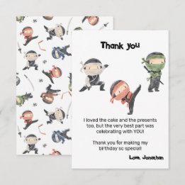 Carte De Remerciements Fête d'anniversaire des enfants Ninja Warrior mign