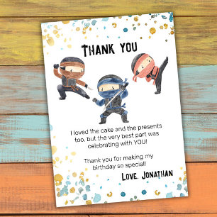 Carte De Remerciements Fête d'anniversaire des enfants ninjas mignons