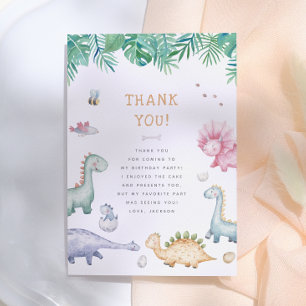 Carte De Remerciements Fête d'anniversaire des garçons dinosaures Stomp,