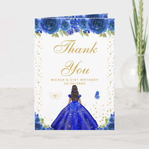 Carte De Remerciements Fête d'anniversaire d'une fille à peau foncée avec