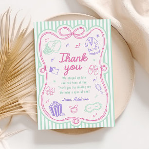 Carte De Remerciements Fête d'anniversaire fille pyjama party