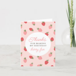Carte De Remerciements Fête d'anniversaire fraise rose