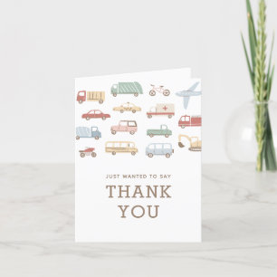 Carte De Remerciements Fête d'anniversaire garçon Transport Voitures et C