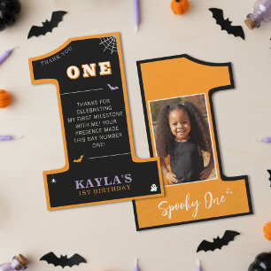 Carte De Remerciements Fête d'anniversaire Halloween 1re an Spooky une ph
