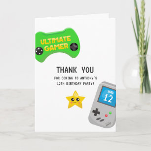 Carte De Remerciements Fête d'anniversaire jeux vidéo