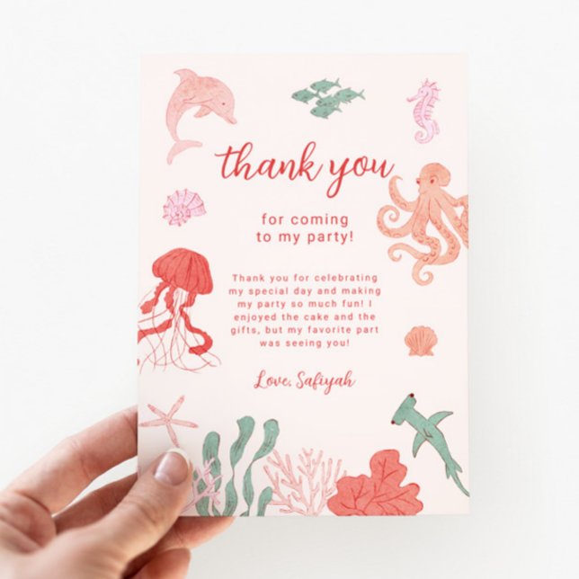 Carte De Remerciements Fête d'anniversaire Ocean Girl (Créateur téléchargé)