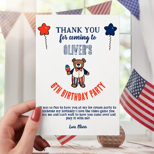 Carte De Remerciements Fête d'anniversaire patriotique de la crème glacée